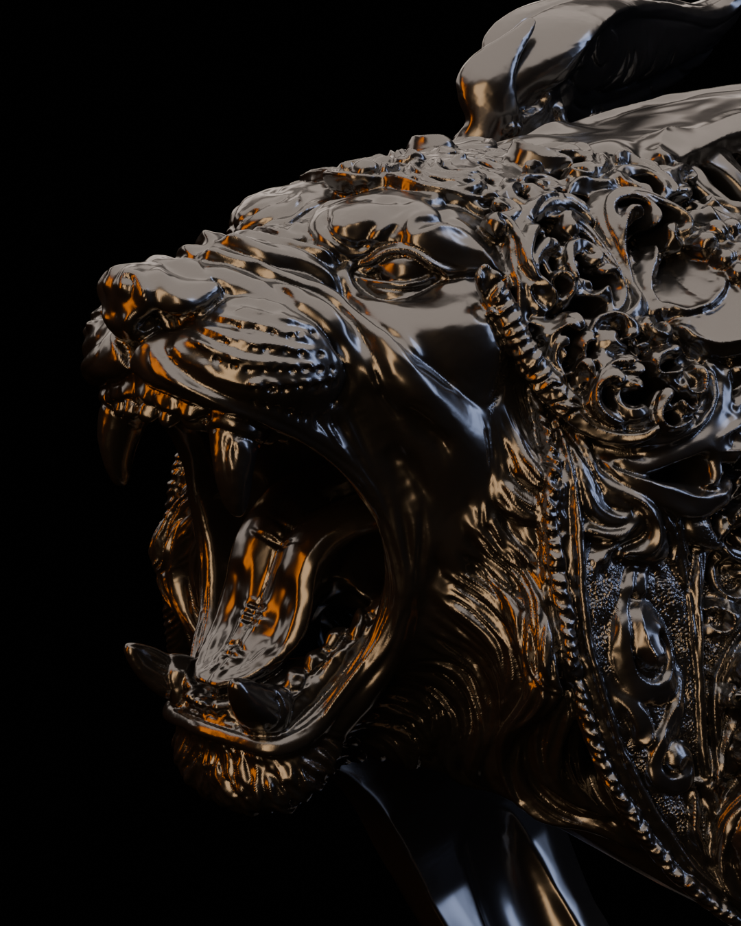 Arkangelion Ring – Winged Lion Sculptural Ring in Sterling Silver