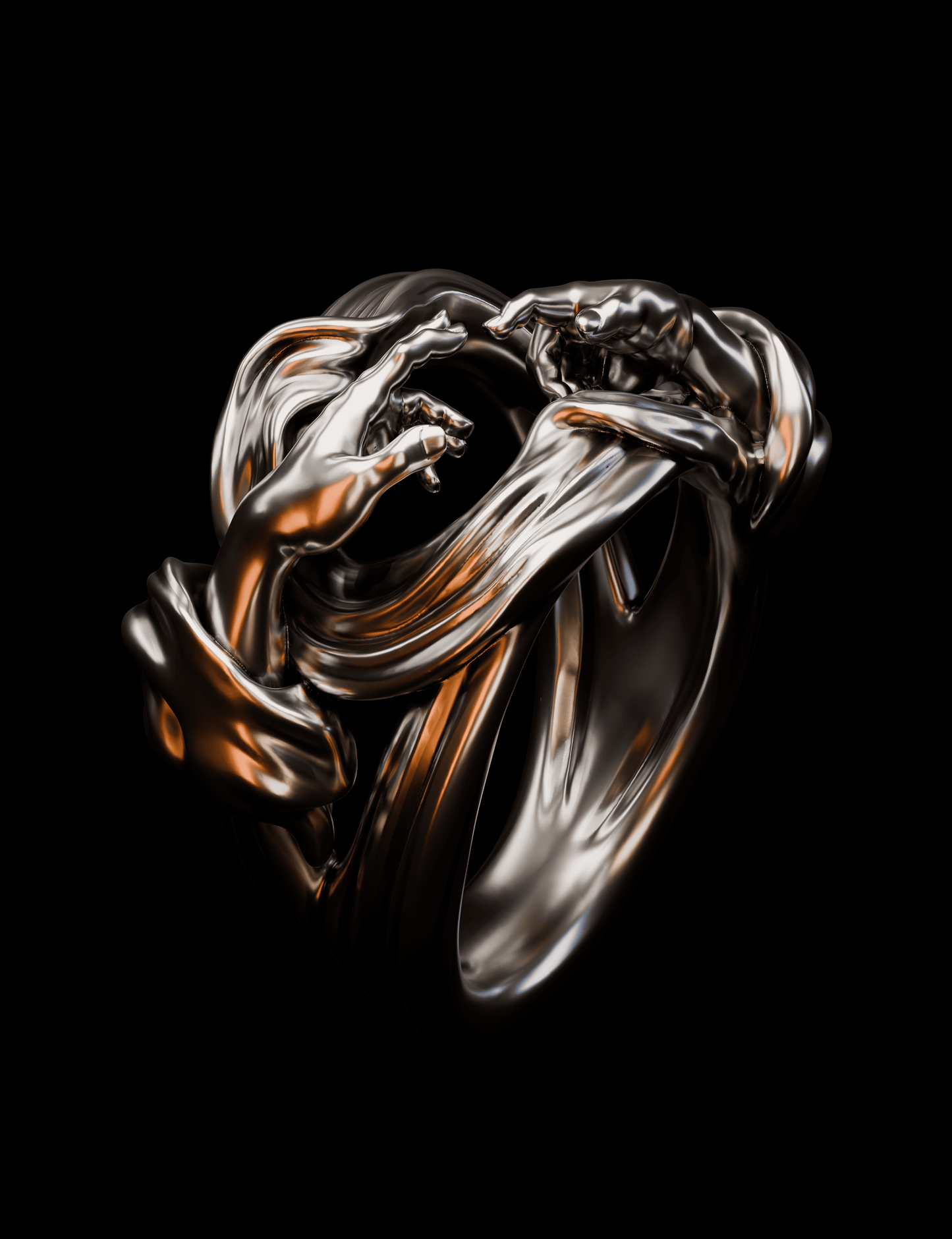 Origin of Form Ring – Sculptural Sterling Silver Hands Ring