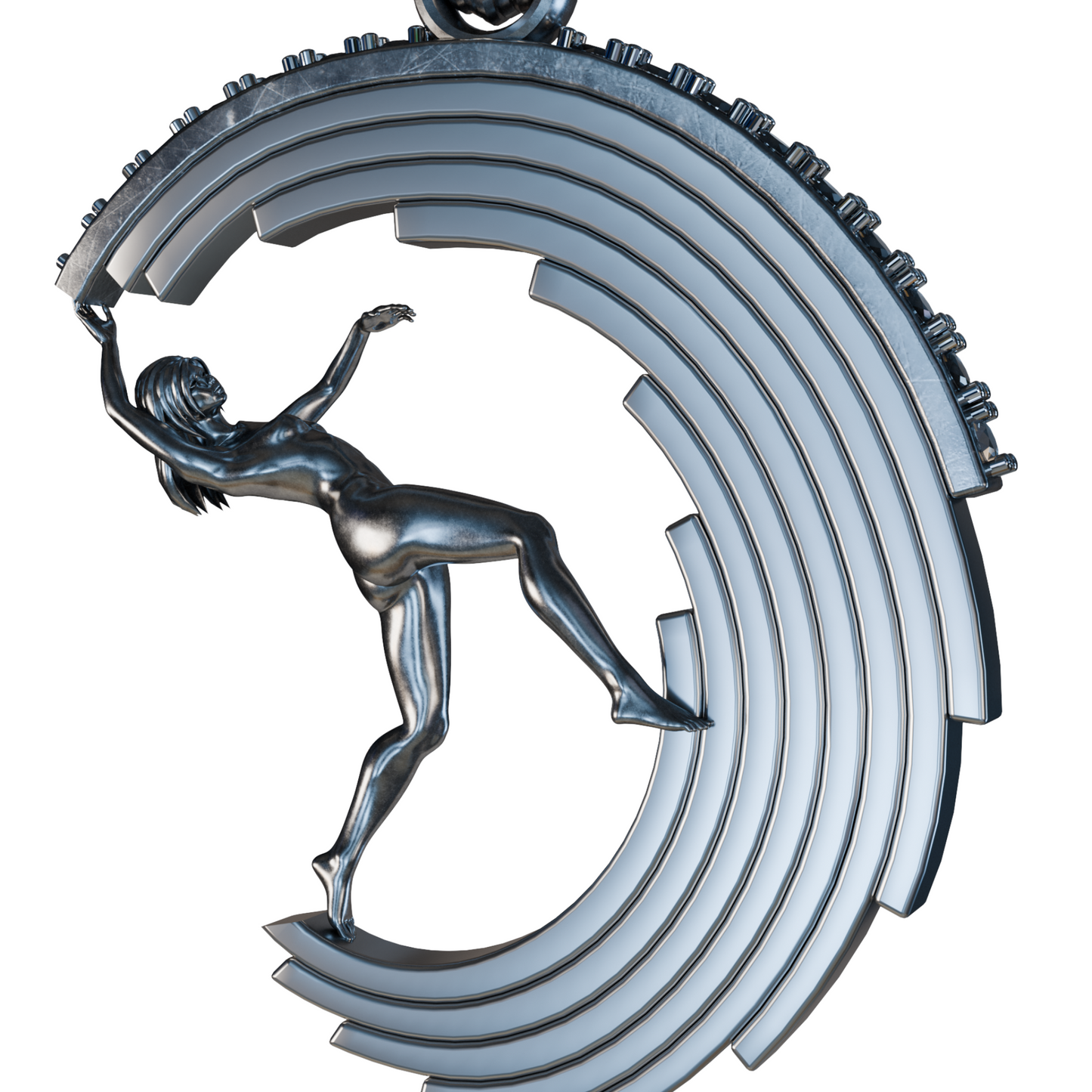 Angled view of sterling silver (925) Aphrodite pendant — Aurea Nova Jewelry