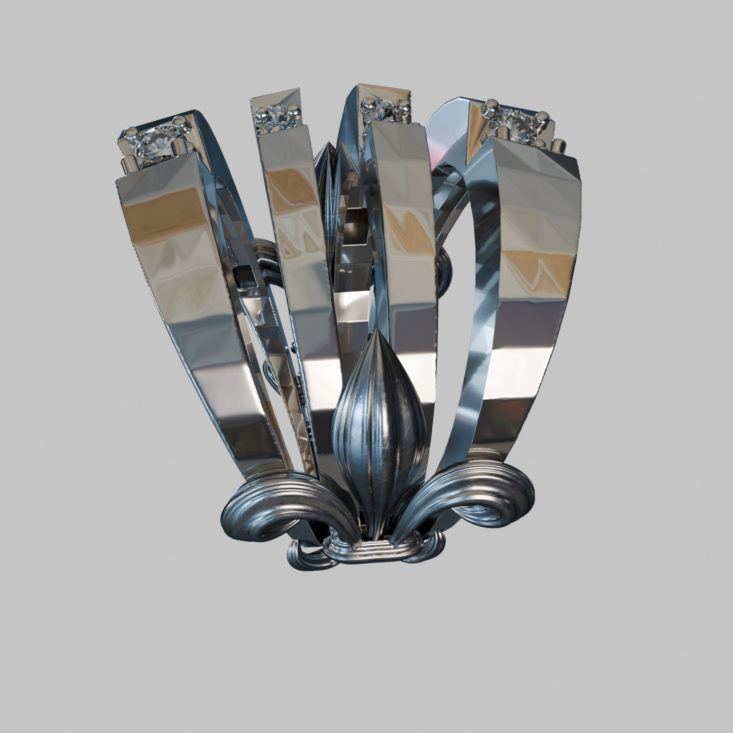Front view of Bifrost Ring — 925 sterling silver sculptural multi-band design with oxidized depth