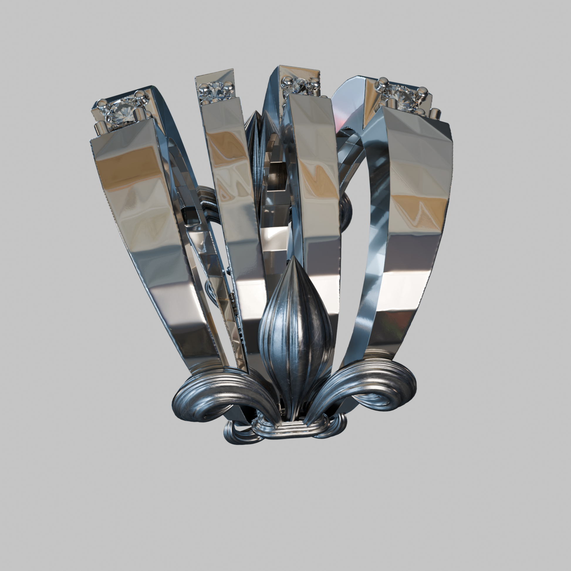 Front view of Bifrost Ring — 925 sterling silver sculptural multi-band design with oxidized depth