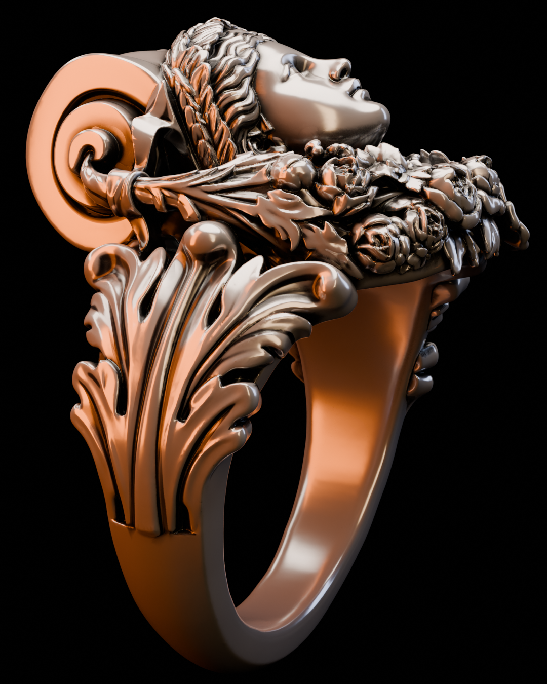 Caryatid Ring sculptural 925 sterling silver ring inspired by classical columns

Image 2:
