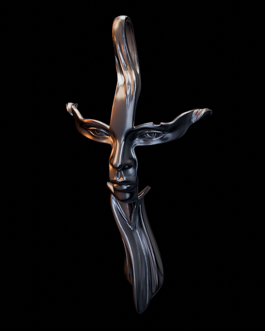 Fragment of Presence Pendant front view in 925 sterling silver