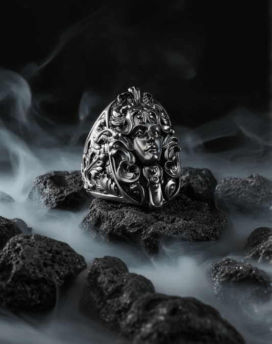 silver ring inspired by shadow and transformation