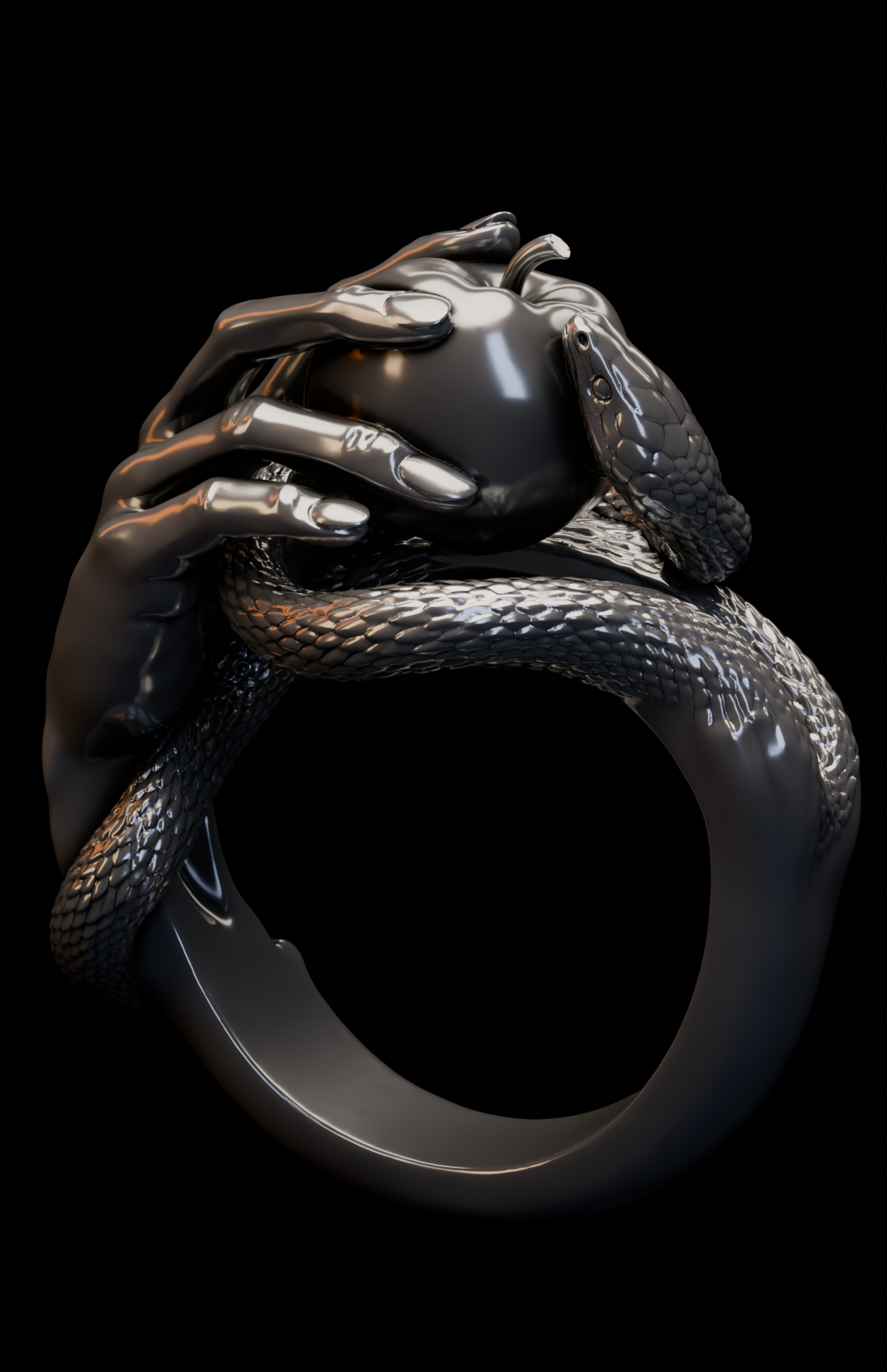 Sin Ring front view in 925 sterling silver