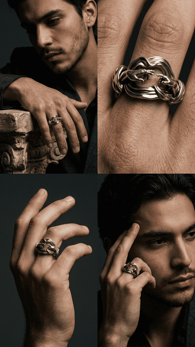 Origin of Form Ring – Sculptural Sterling Silver Hands Ring