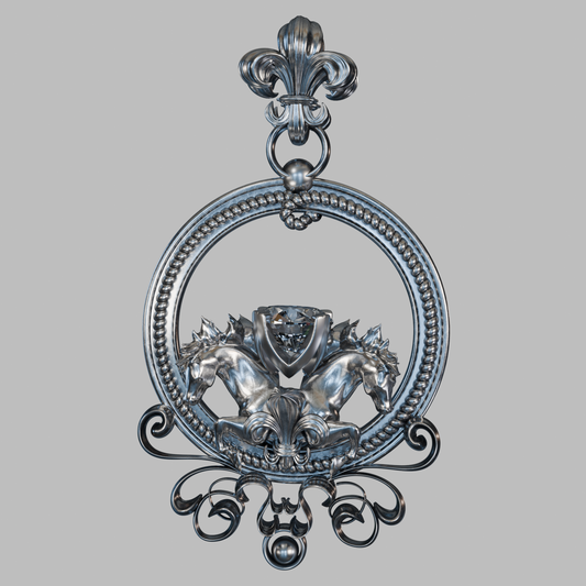 Side profile showing winged-horse motif and oxidized contrasts on sterling silver (925) pendant