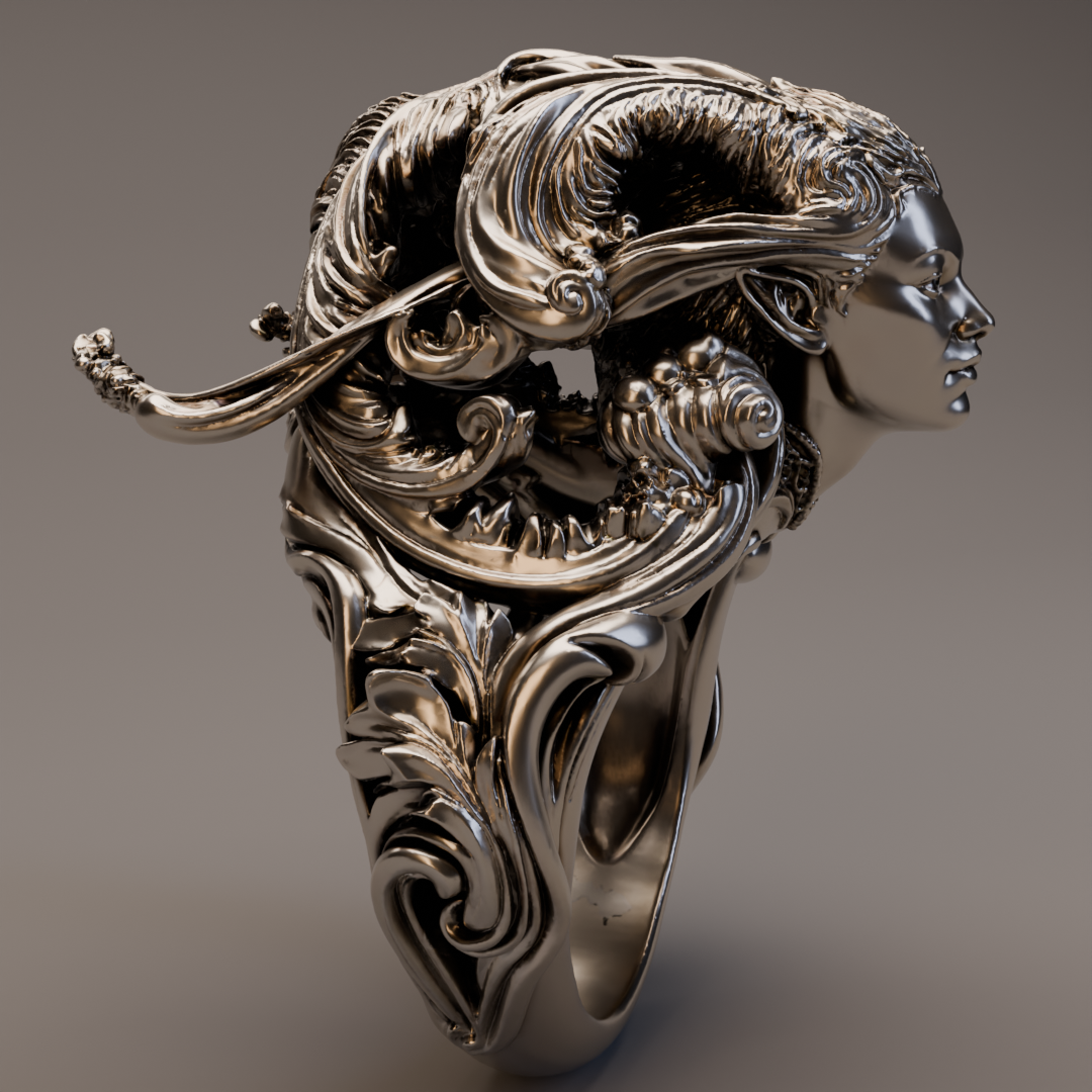 Spell of Silence Ring – Sculptural Sterling Silver Guardian Ring