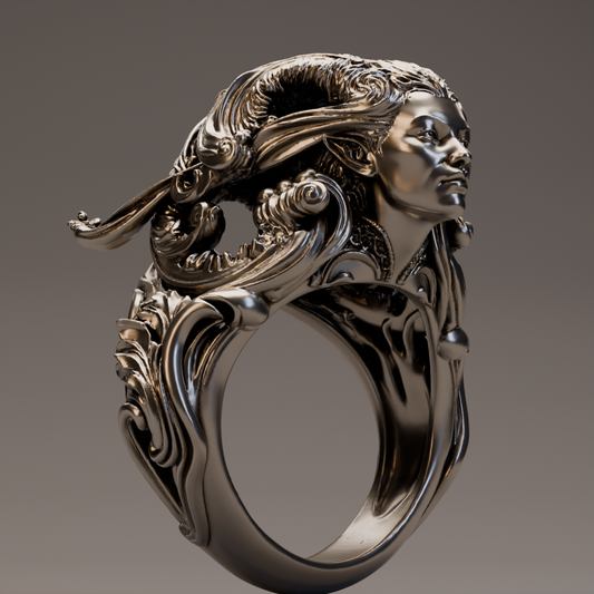 Spell of Silence Ring – Sculptural Sterling Silver Guardian Ring