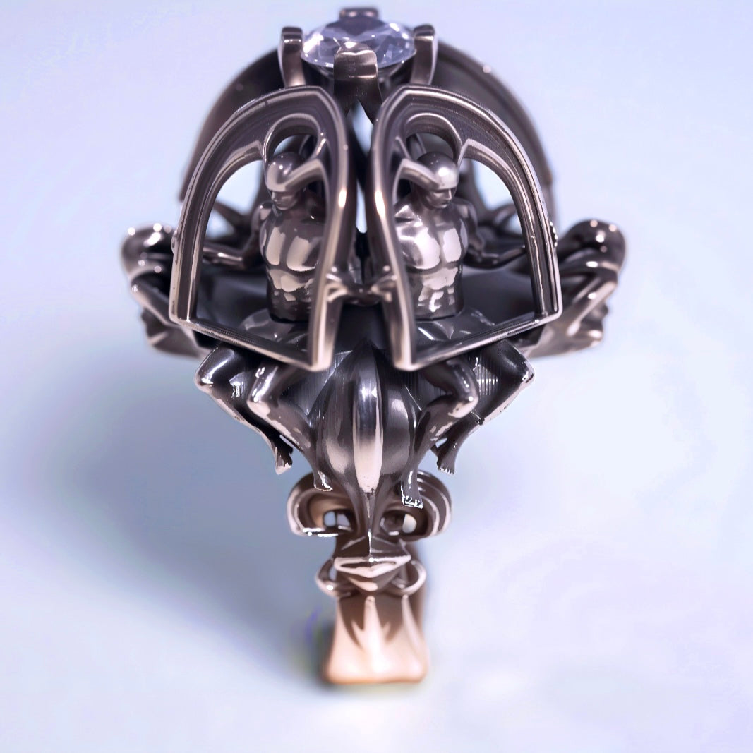 “Architectural relief detail on 925 sterling silver ring — Apocalypse Now design”