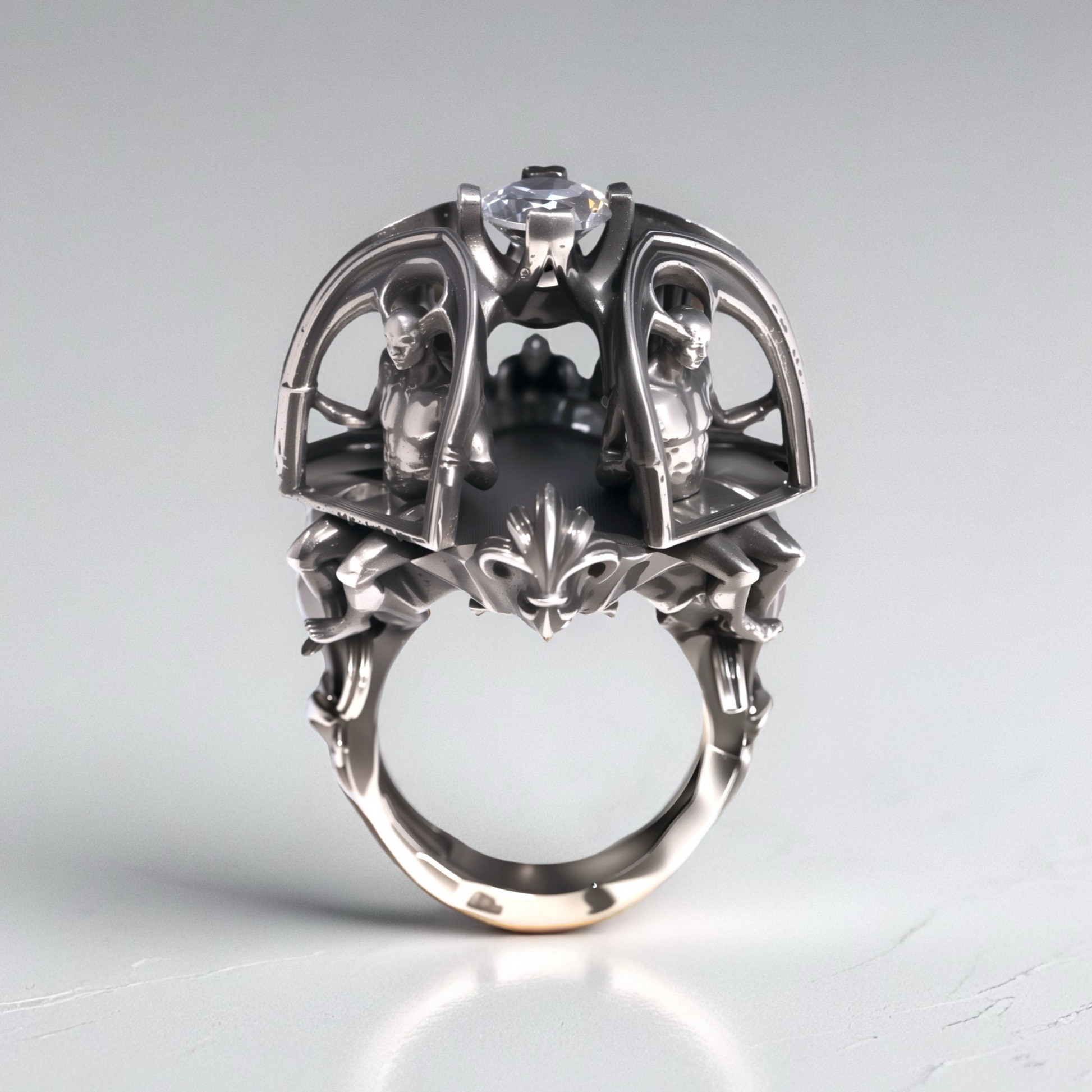 “Side view of sculptural 925 sterling silver statement ring — Apocalypse Now”