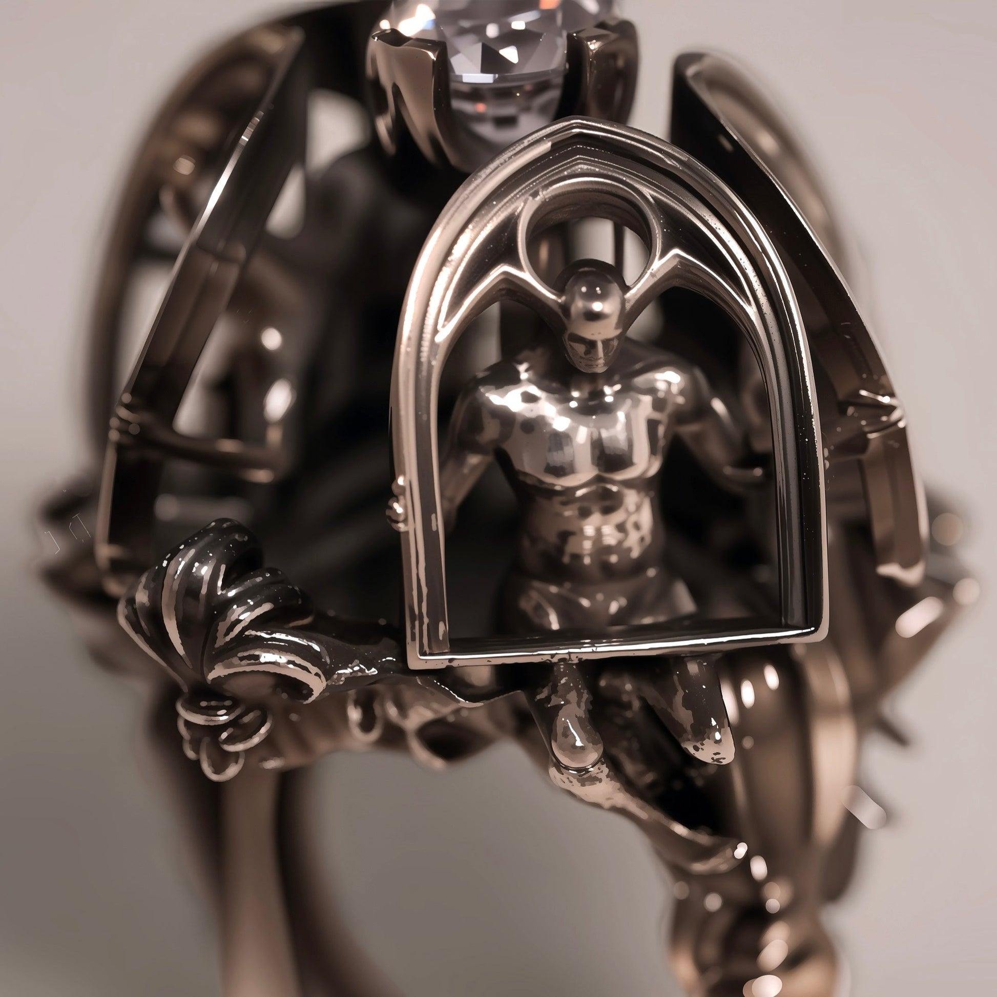 Top view moissanite setting on 925 sterling silver ring — Apocalypse Now”