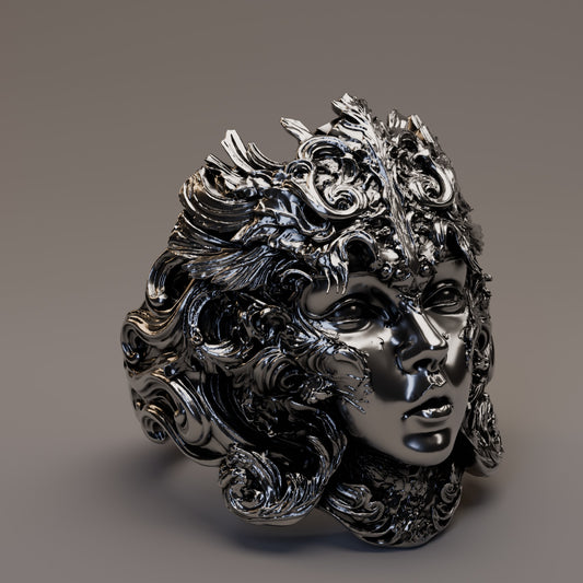Eclipse of the Muse Ring – Sculptural 925 Sterling Silver Statement Ring