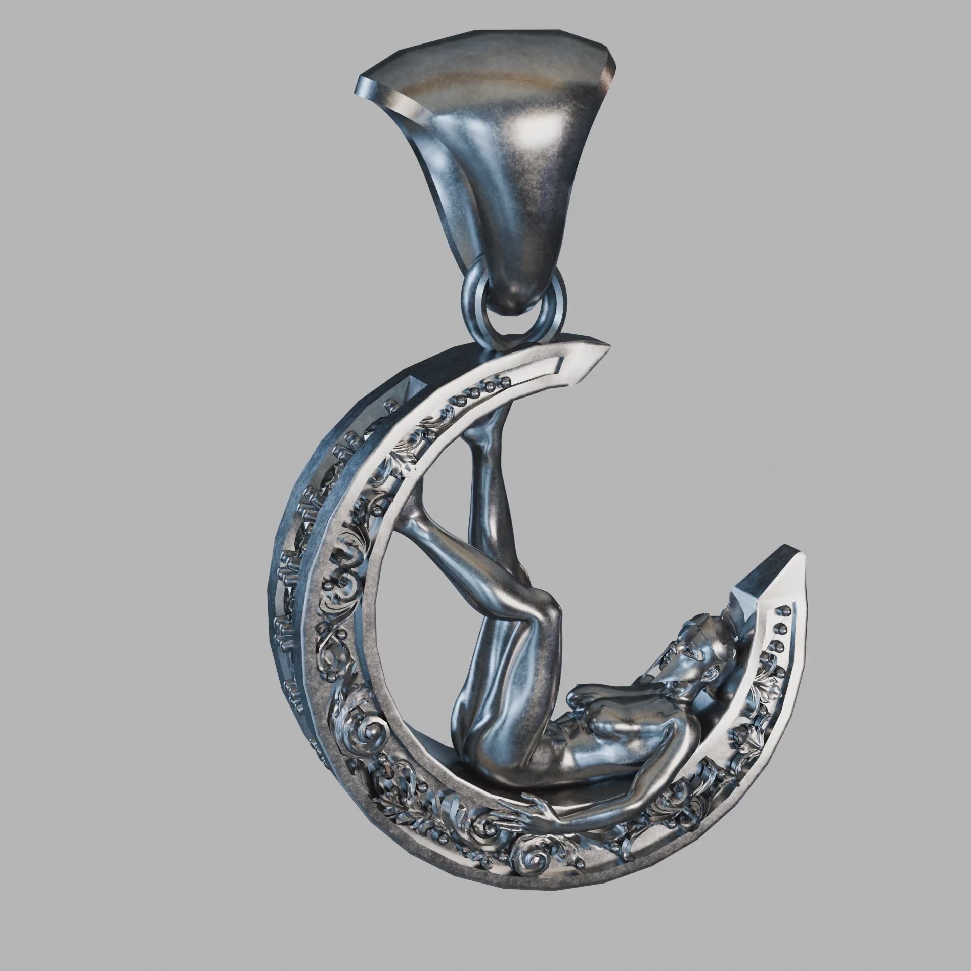 Moon Dream pendant -celestial sterling silver necklace