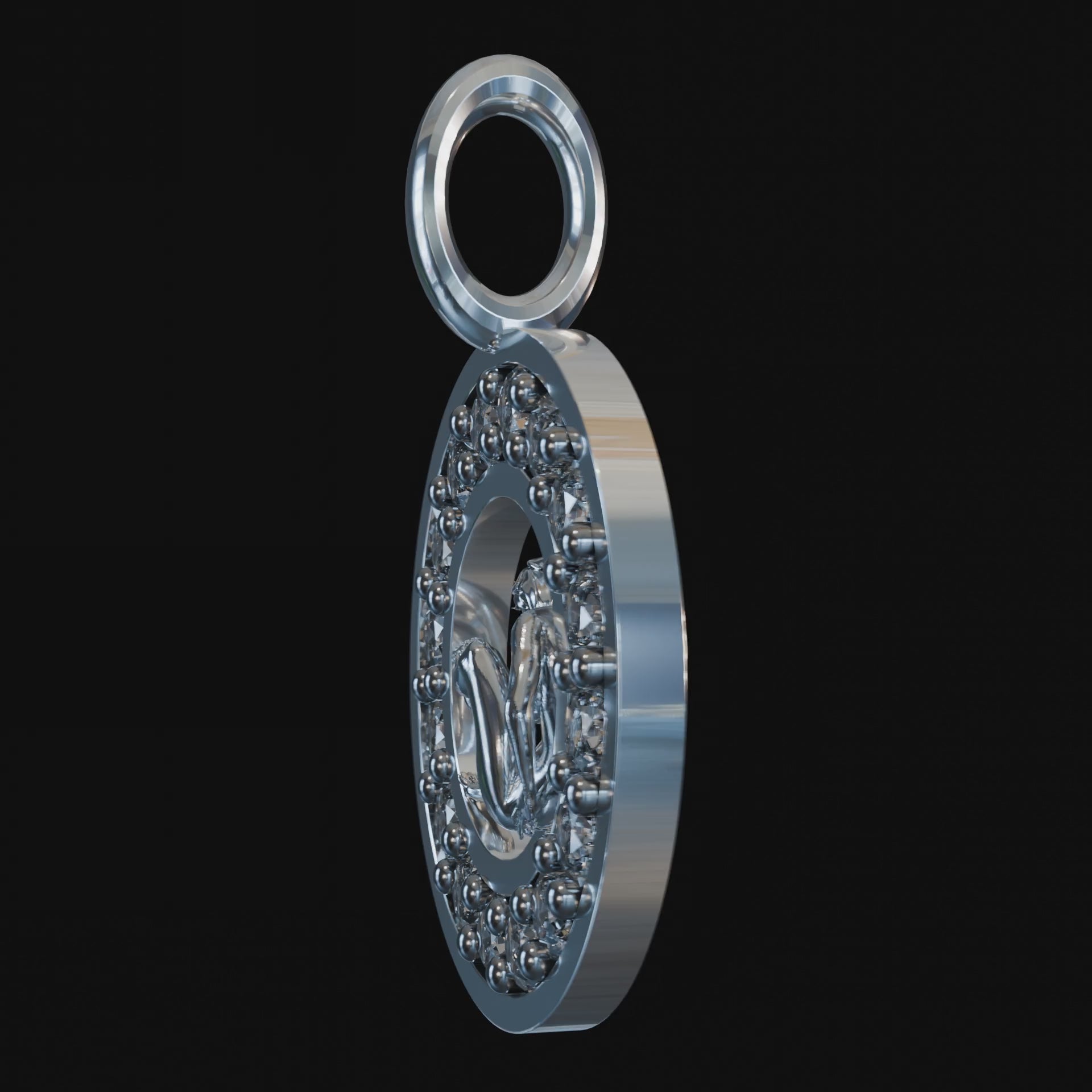 Angled view of sterling silver (925) Venus pendant — Aurea Nova Jewelry