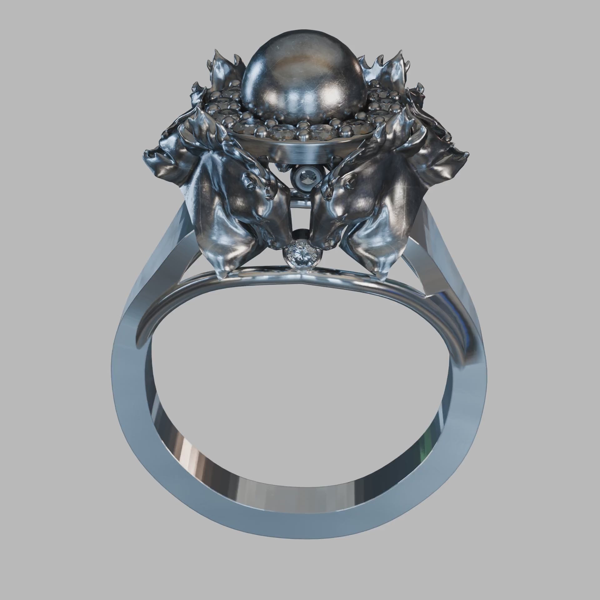  Horse-head ring in hand for scale — Aurea Nova Jewelry