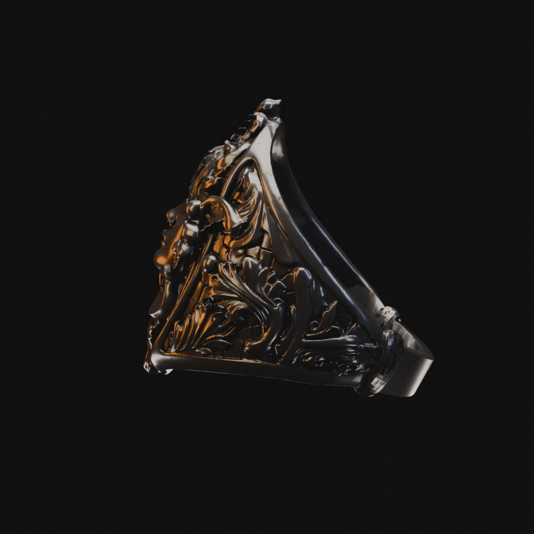 sculptural ring with human face design