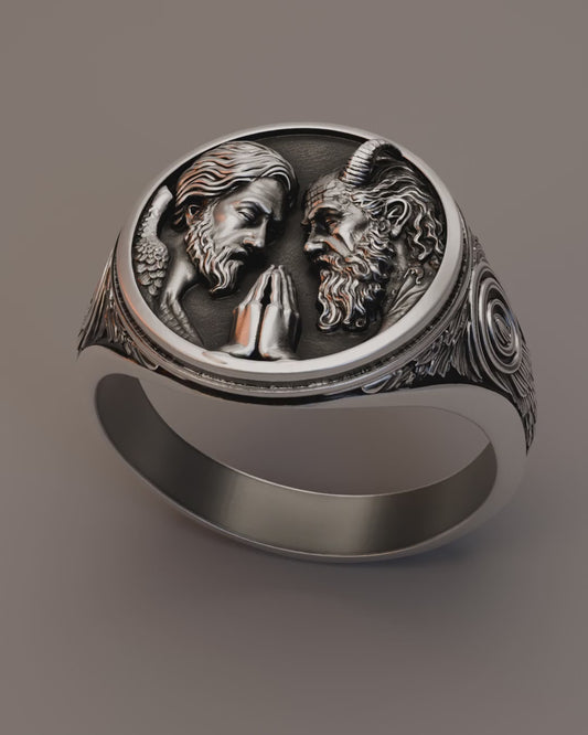 The Inner Covenant Ring – Sculptural Sterling Silver Duality Ring
