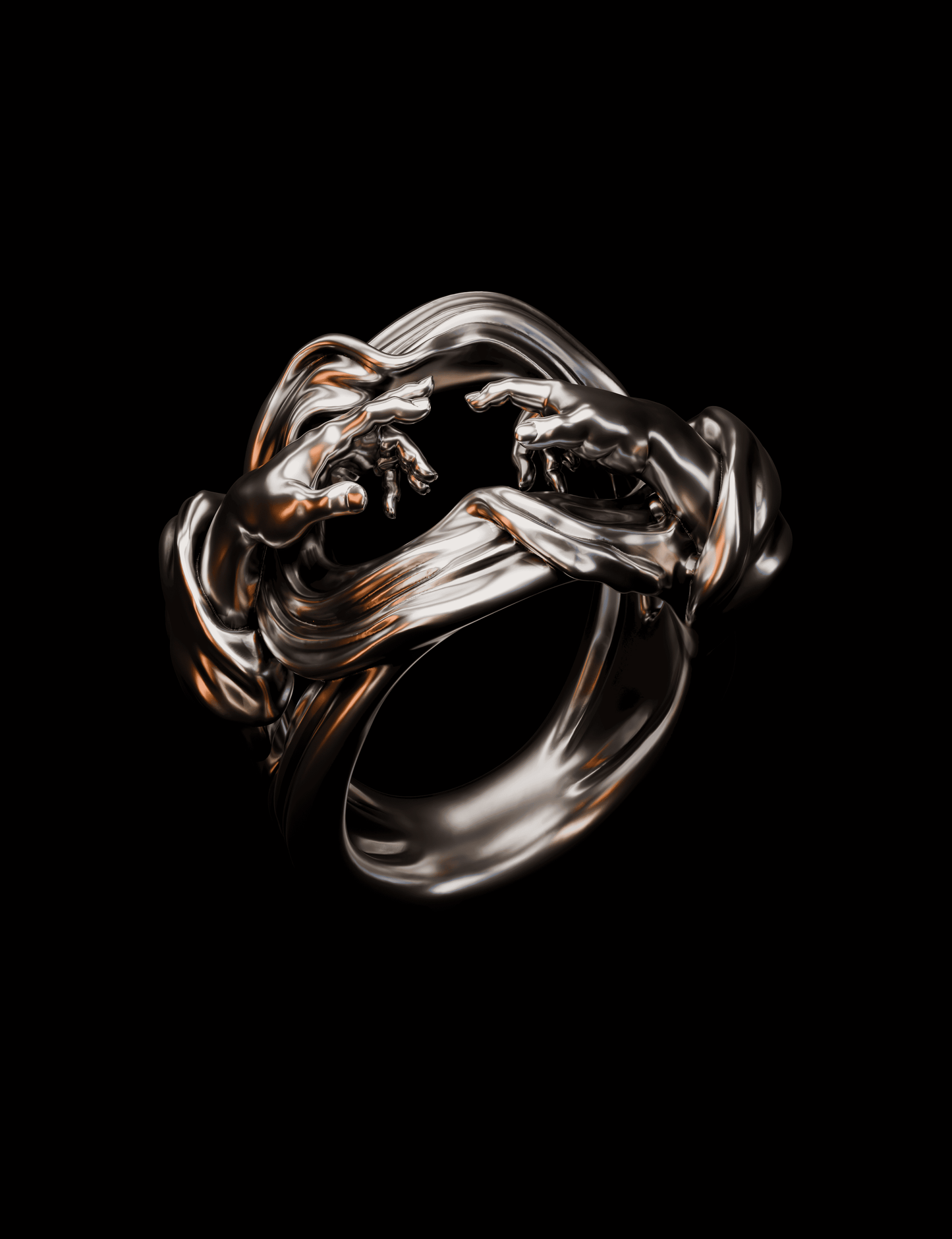 Origin of Form Ring – Sculptural Sterling Silver Hands Ring