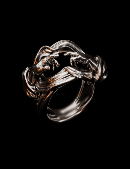 Origin of Form Ring – Sculptural Sterling Silver Hands Ring