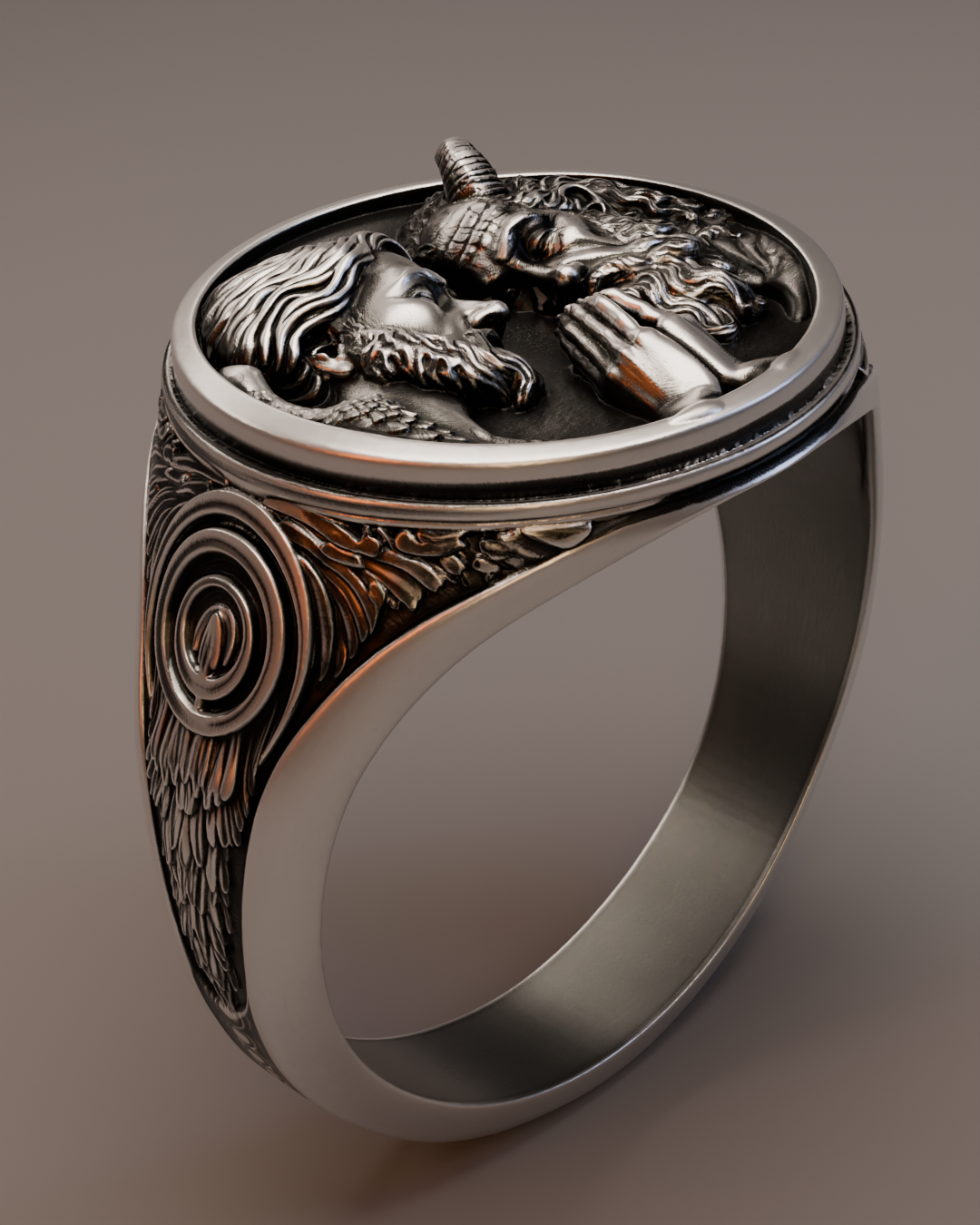The Inner Covenant Ring – Sculptural Sterling Silver Duality Ring