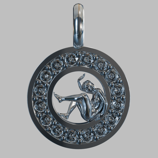 Front view of The Punishment of Venus — 925 sterling silver Venus pendant necklace in sculptural relief